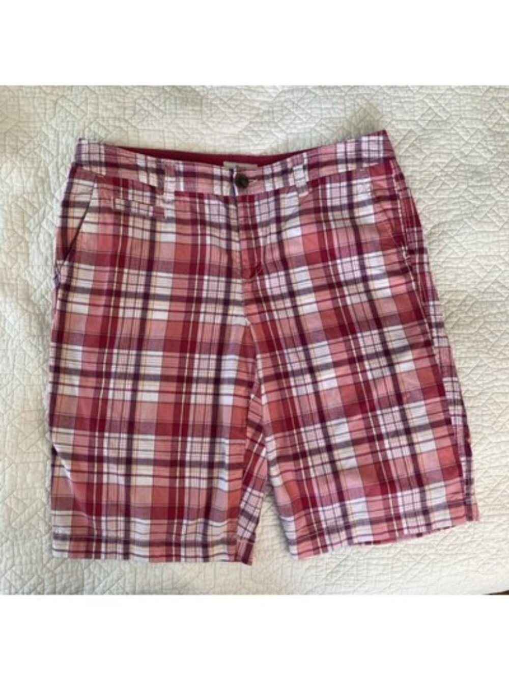 G. H. Bass & Co. Madras Plaid Shorts Size 8 100 % Cotton Summer Preppy Retro